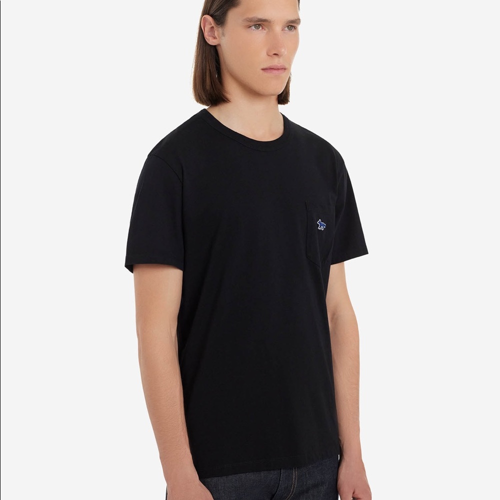 Maison Kitsune NAVY FOX PATCH CLASSIC POCKET TEE-SHIRT, Black, Size Medium